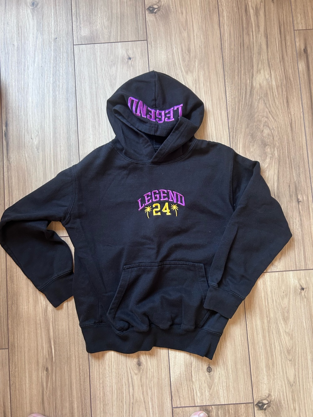 Eighty Eight Black Hoodie Embroidered Purple "LEGEND" Yellow "24" LA Lakers Kobe